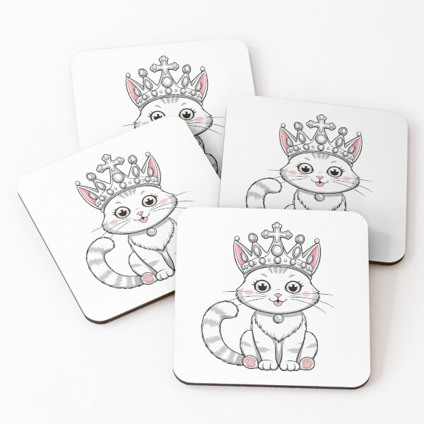 Item preview, cute Kawaii cat white tabby cat with a crown,funny kawaii cat, cute cat designed and sold by Expressions-Sel.