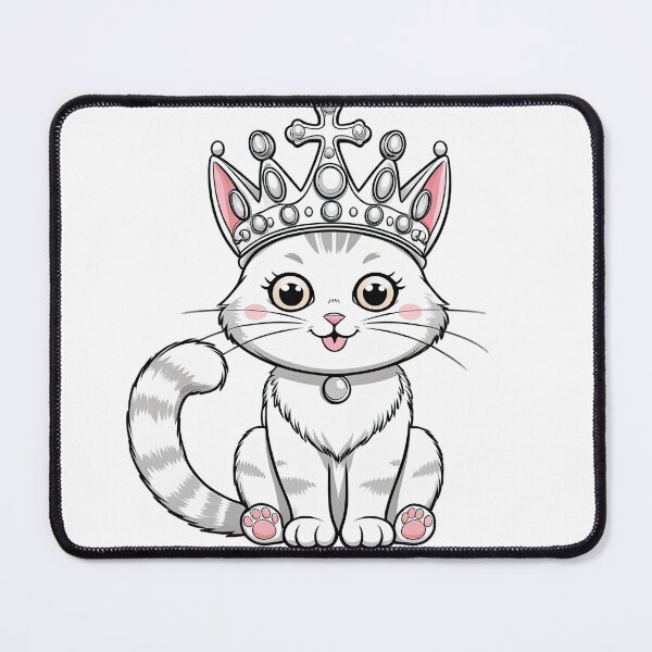 Item preview, cute Kawaii cat white tabby cat with a crown,funny kawaii cat, cute cat designed and sold by Expressions-Sel.