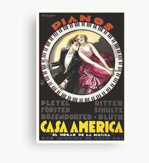 Piano, Circular Keyboard, Casa America Vintage Poster Canvas Print