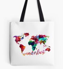 Aquarell Wanderlust Weltkarte Tote Bag