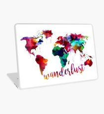 Vinilo para portátil Mapa mundial de la acuarela Wanderlust
