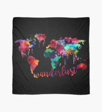 Aquarell Wanderlust Weltkarte Tuch