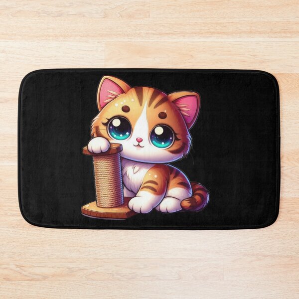 Item preview, cute Kawaii cat tabby kitten with a scratching post for clawing,funny kawaii cat, cute cat designed and sold by Expressions-Sel.