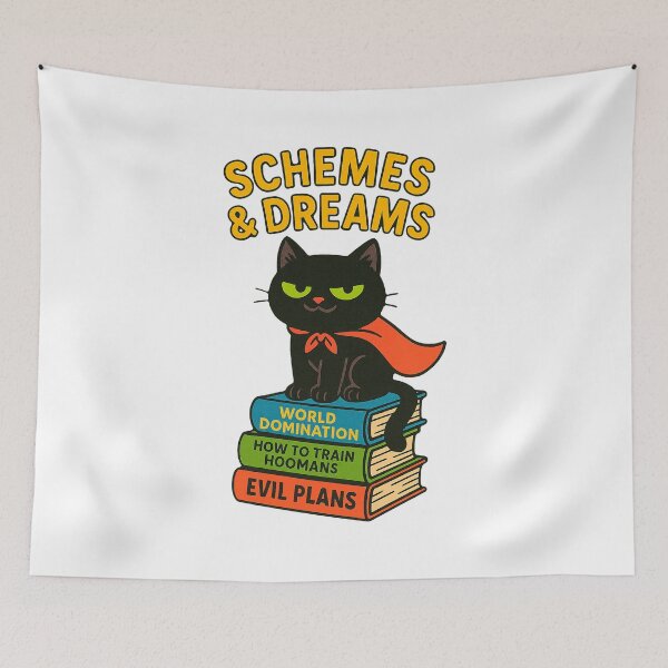 Item preview, Schemes & Dreams – Evil Genius Cat with Books Design designed and sold by FriskySloths.