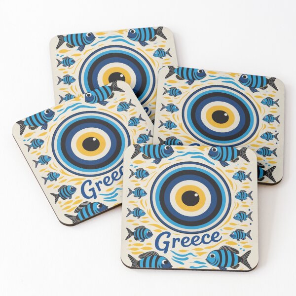 Item preview, Greek Evil Eye Mati Fish Art designed and sold by MyWittyThings.
