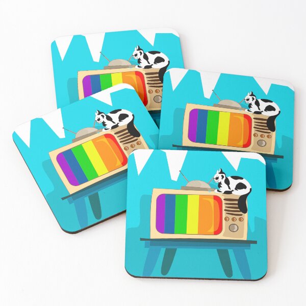 Item preview, Static Dreams – Retro CRT with Rainbow Bars and Cat designed and sold by aperiq.