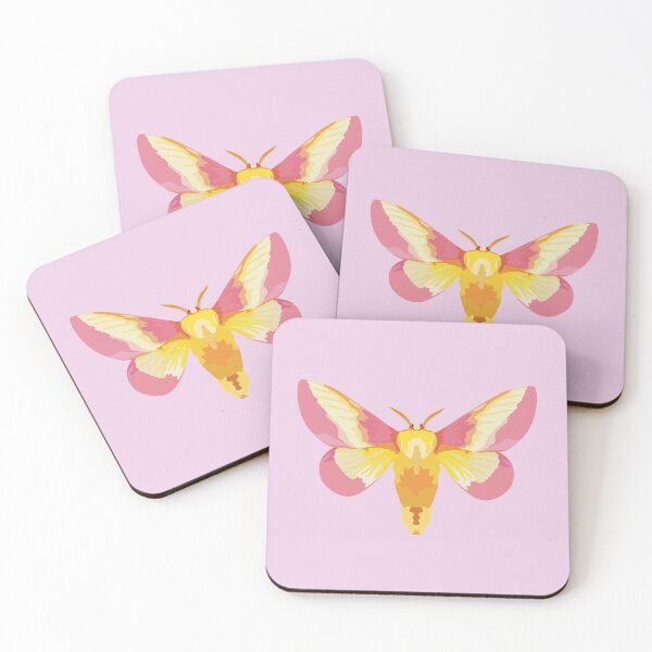 Item preview, R is for Rosy Maple Moth ,Rosy Maple Moth – Vibrant Pink and Yellow Saturniidae Moth Illustration designed and sold by PrettylittlepastelUk.