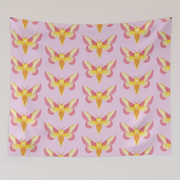 Item preview, R is for Rosy Maple Moth ,Rosy Maple Moth – Vibrant Pink and Yellow Saturniidae Moth Illustration designed and sold by PrettylittlepastelUk.
