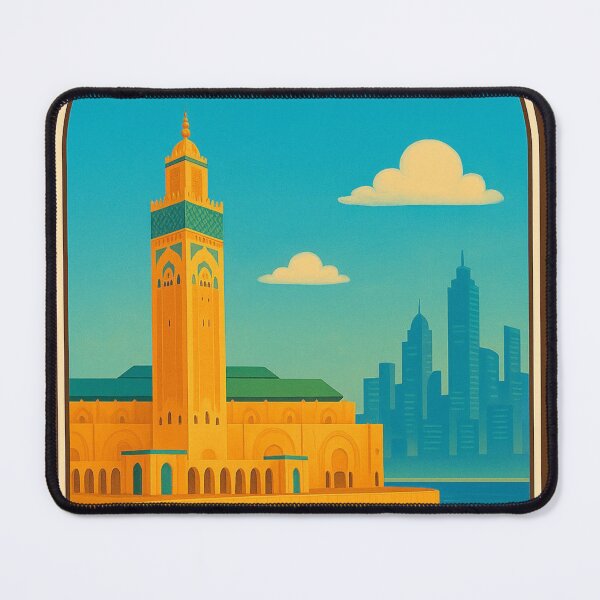 Item preview, Casablanca – Vintage Travel Poster of Hassan II Mosque designed and sold by hlldz.
