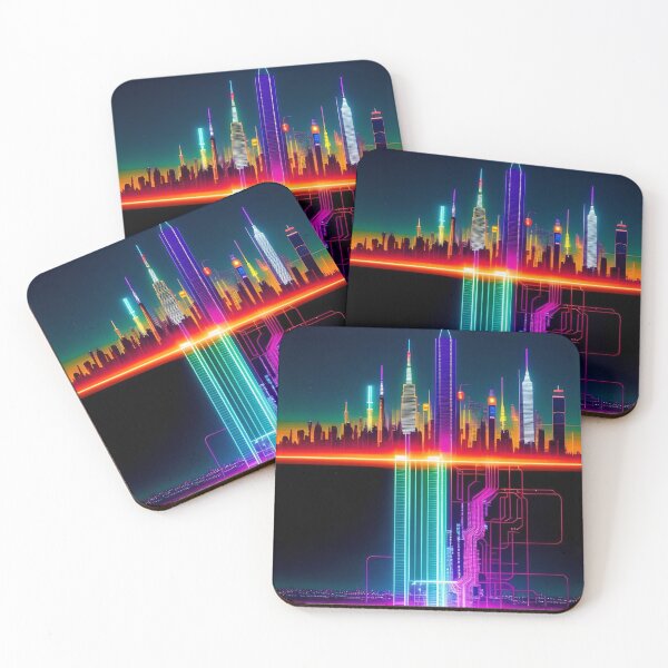 Item preview, Urban Circuit Dreams - Abstract City Skyline Digital Art Print designed and sold by Esterlane.