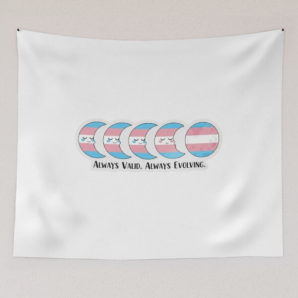 Item preview, Transgender Pride Moon Phases Sticker - Always Valid. Always Evolving. designed and sold by Ink&Whimsy.