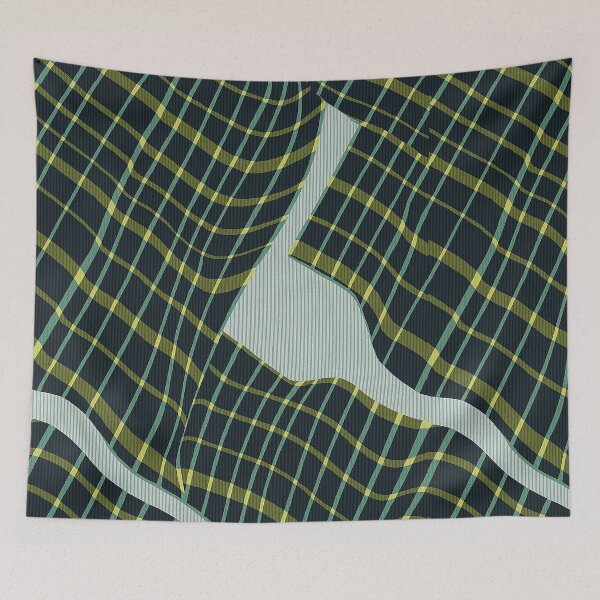 Item preview, Wavy Grid Distortion – Abstract Green Warp Pattern	 designed and sold by weirdfishes123.
