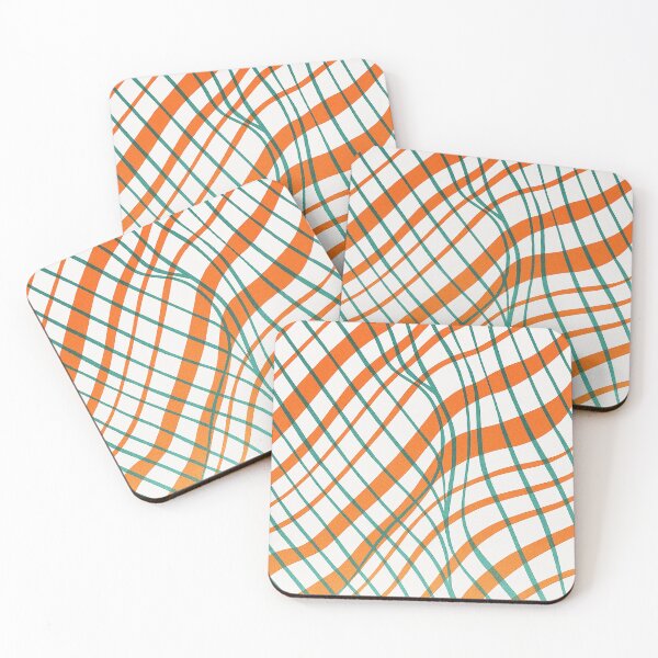 Item preview, Retro Orange Teal Grid Distortion – Abstract Wavy Lines Art	 designed and sold by weirdfishes123.