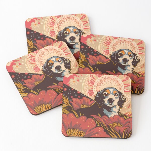 Item preview, Floral Dog in Dreamy Landscape designed and sold by ART ATTACK ZONE.