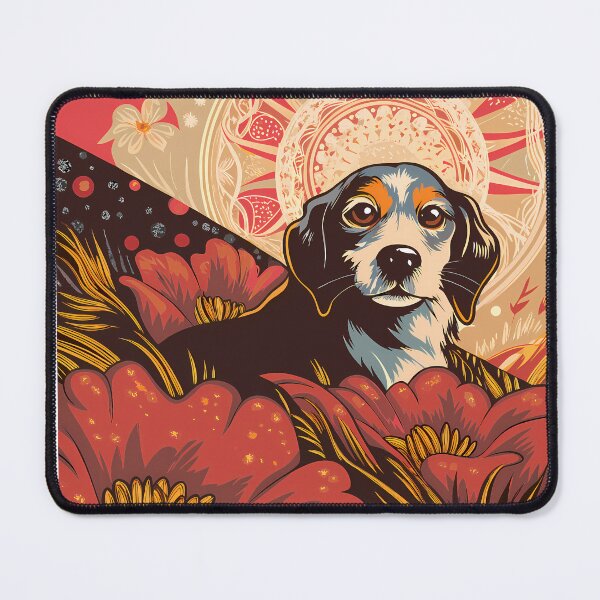 Item preview, Floral Dog in Dreamy Landscape designed and sold by ART ATTACK ZONE.