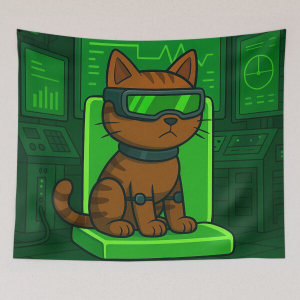 Item preview, Hacker Cat Boss (Brown) designed and sold by The Render Den.