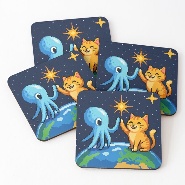 Item preview, Octopus and Cat High-Five designed and sold by GenPrintStudio.