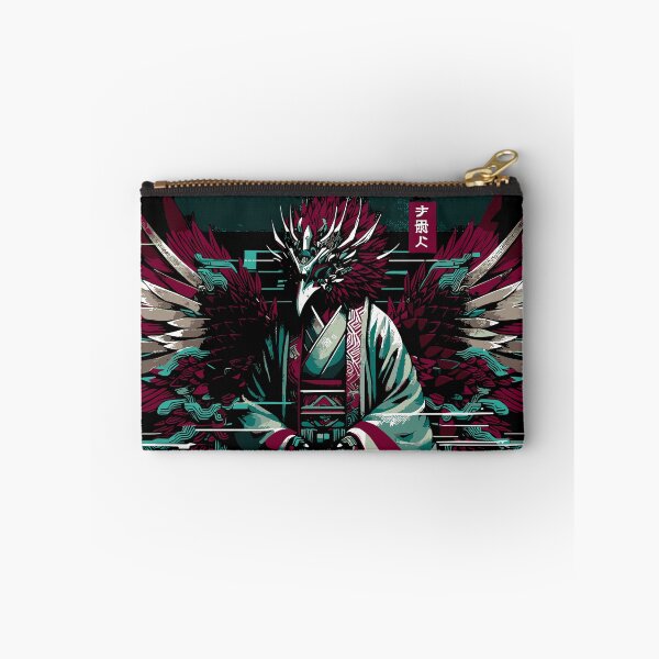 Item preview, Cyber Samurai Bird Warrior – Japanese Glitch Mask Art with Wings designed and sold by SeoulInkSoul.