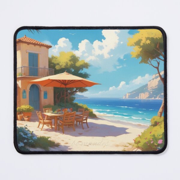 Item preview, Cottage by the Sea at Sunset – Calm Summer Digital Illustration designed and sold by FilMate.