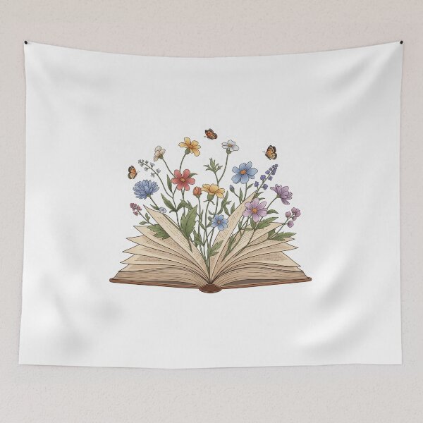Item preview, Literary Garden Sticker - Open Book & Wildflower Serenity designed and sold by Ink&Whimsy.