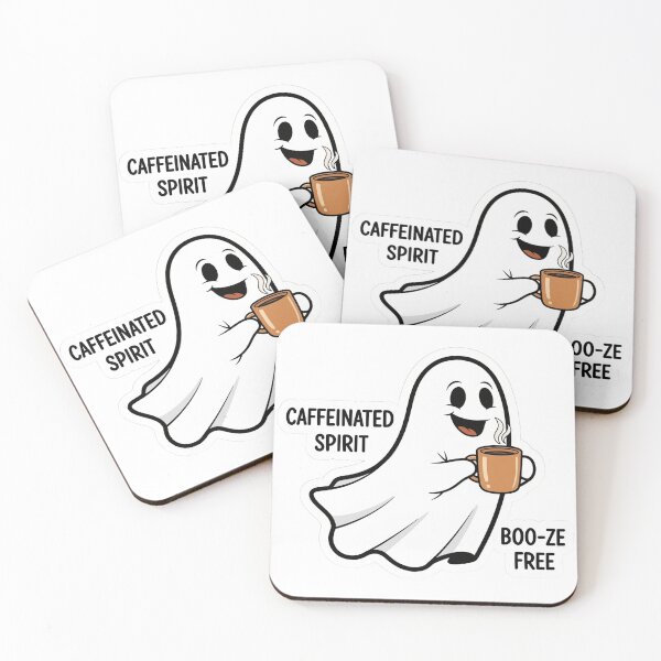 Item preview, Caffeinated Spirit Sticker - Cute Coffee Ghost Art designed and sold by Ink&Whimsy.