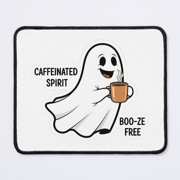 Item preview, Caffeinated Spirit Sticker - Cute Coffee Ghost Art designed and sold by Ink&Whimsy.