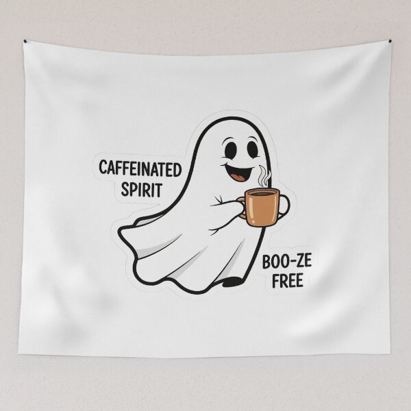 Item preview, Caffeinated Spirit Sticker - Cute Coffee Ghost Art designed and sold by Ink&Whimsy.