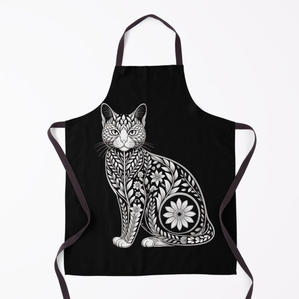 Item preview, Floral Folk Art Cat Sticker – Intricate Botanical Line Art Design designed and sold by Vistavibe.