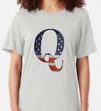 QANON BIG USA Q #Qanon #wwg1wga Slim Fit T-Shirt