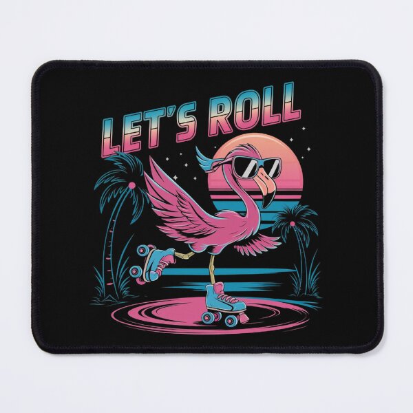 Item preview, Let's Roll Retro Flamingo Graphic - 80s Roller Skate Design designed and sold by HustleBossLady247.