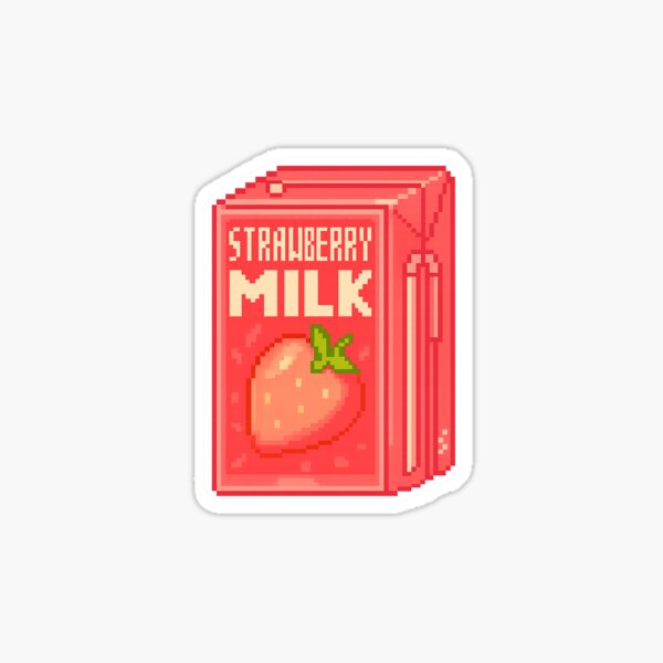 Item preview, Strawberry Milk Pixel Sticker designed and sold by peachesnglow.
