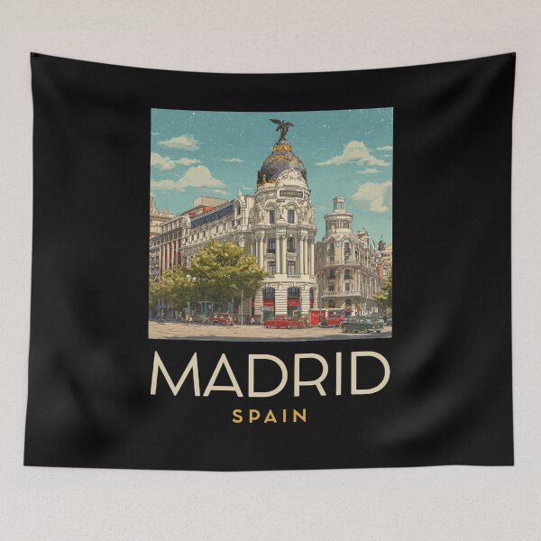 Item preview, A Vintage Travel Art of Madrid - Spain  designed and sold by GoodOldVintage.