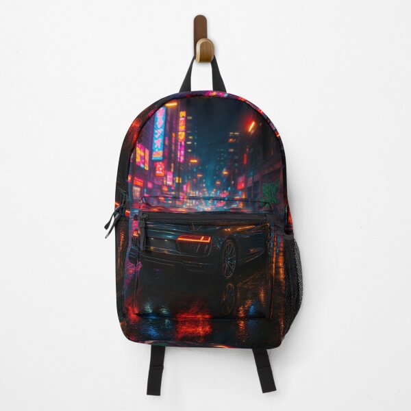 Item preview, Sports Car In Neon Lit Cyberpunk City Street designed and sold by RevUpDesign.