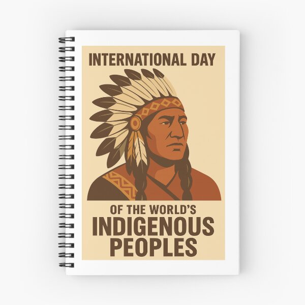 Item preview, Indigenous man wearing traditional headdress on International Day of the World's Indigenous Peoples designed and sold by WIKKI-White.