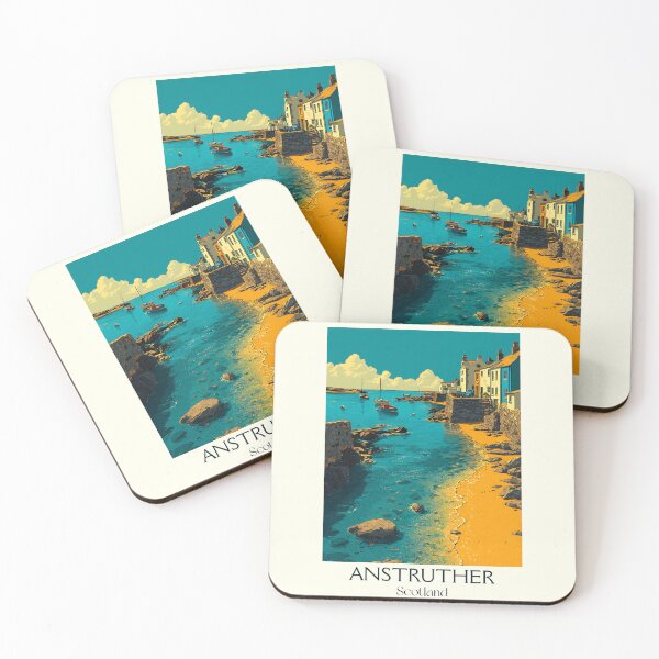 Item preview, Anstruther Scotland Retro Travel Poster | Fife East Neuk Harbour Art designed and sold by TuncGK.