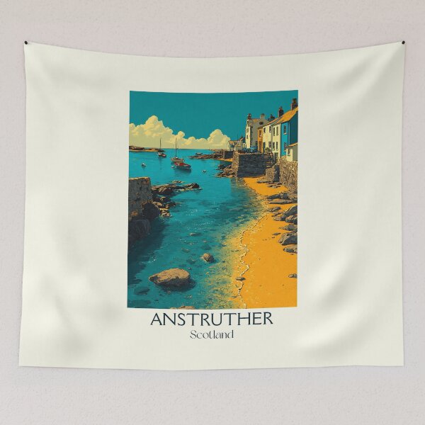 Item preview, Anstruther Scotland Retro Travel Poster | Fife East Neuk Harbour Art designed and sold by TuncGK.