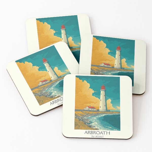 Item preview, Arbroath Scotland Vintage Travel Poster | Angus Coast Lighthouse Print designed and sold by TuncGK.