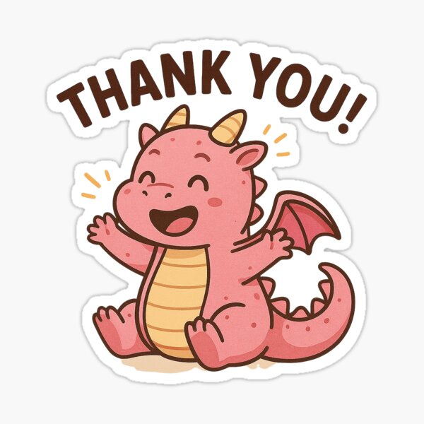 Thank You Dragon – Cute Pink Sticker Sticker
