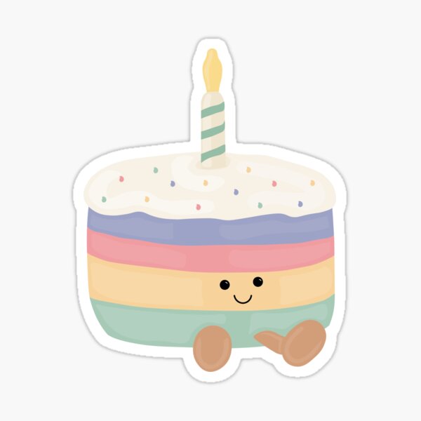 Item preview, Cute Rainbow Birthday Cake Plushie designed and sold by lo.design.co.