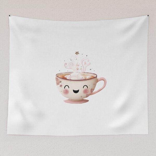 Item preview, Steaming Kawaii Tea Cup - Happy designed and sold by IssaraStudio.