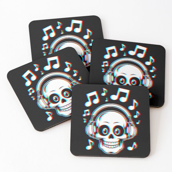 Item preview, Glitch 3D Skull with Headphones and Music Notes designed and sold by Taans-Creation.