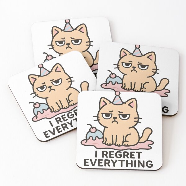 Item preview, Grumpy Cat I Regret Everything Funny Party Fail Meme Sticker designed and sold by Style-Sense.