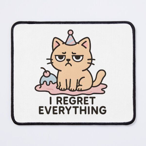 Item preview, Grumpy Cat I Regret Everything Funny Party Fail Meme Sticker designed and sold by Style-Sense.