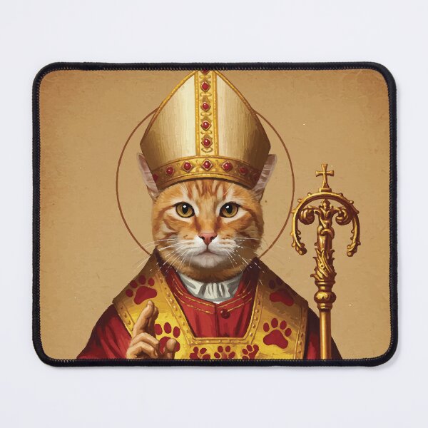 Item preview, Holy Cat Pope Art – Funny Religious Cat in Papal Robes with Paw Prints designed and sold by -DEEWOLF-.