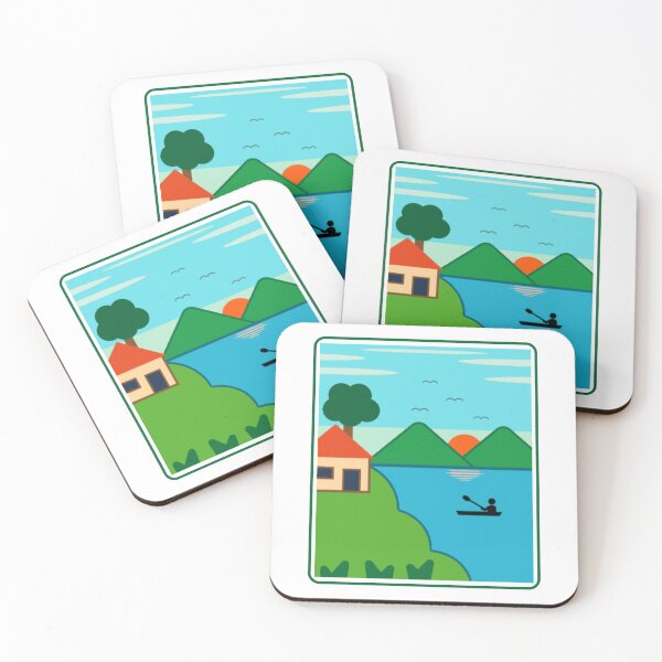 Item preview, Minimalist Lake Sunset Scene With Kayaker And Mountains designed and sold by Sunserize Designs.