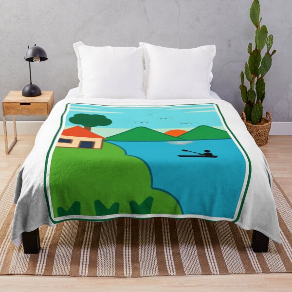 Item preview, Minimalist Lake Sunset Scene With Kayaker And Mountains designed and sold by Sunserize Designs.