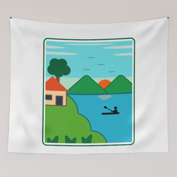 Item preview, Minimalist Lake Sunset Scene With Kayaker And Mountains designed and sold by Sunserize Designs.