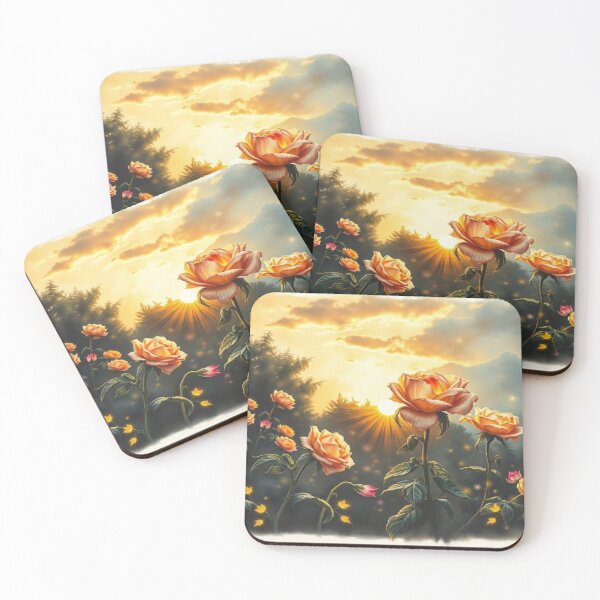 Item preview, Mystical Bloom – Glowing Roses at Sunset designed and sold by FotoworldEdel.
