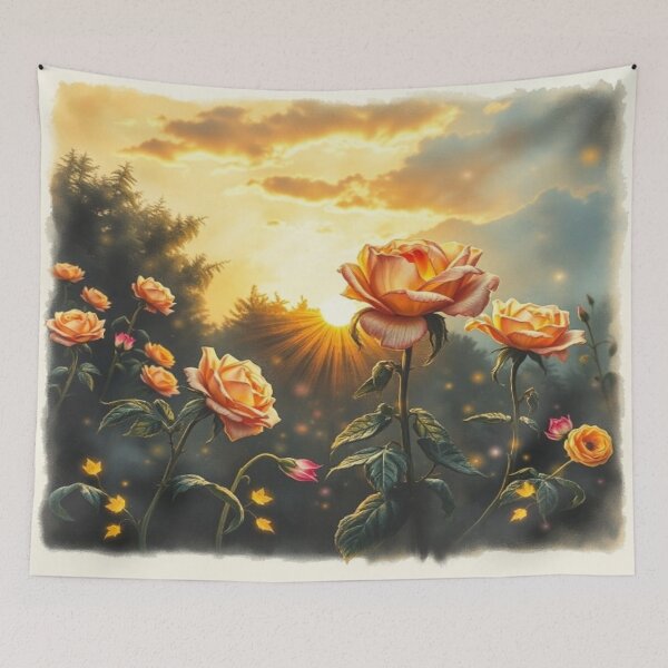 Item preview, Mystical Bloom – Glowing Roses at Sunset designed and sold by FotoworldEdel.