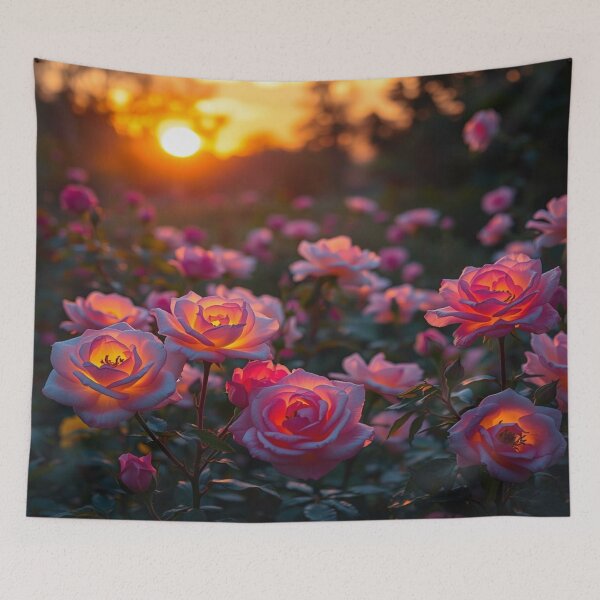 Item preview, Mystical Bloom – Glowing Roses at Sunset designed and sold by FotoworldEdel.